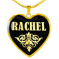 Rachel v02 - 18k Gold Finished Heart Pendant Luxury Necklace
