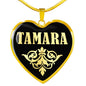 Tamara v02 - 18k Gold Finished Heart Pendant Luxury Necklace