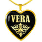 Vera v02 - 18k Gold Finished Heart Pendant Luxury Necklace