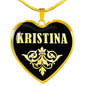 Kristina v02 - 18k Gold Finished Heart Pendant Luxury Necklace