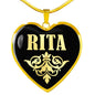 Rita v02 - 18k Gold Finished Heart Pendant Luxury Necklace