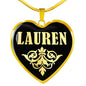 Lauren v02 - 18k Gold Finished Heart Pendant Luxury Necklace