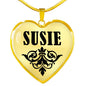 Susie v01 - 18k Gold Finished Heart Pendant Luxury Necklace