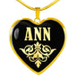 Ann v02 - 18k Gold Finished Heart Pendant Luxury Necklace