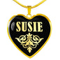 Susie v02 - 18k Gold Finished Heart Pendant Luxury Necklace