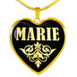 Marie v02 - 18k Gold Finished Heart Pendant Luxury Necklace