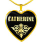 Catherine v02 - 18k Gold Finished Heart Pendant Luxury Necklace
