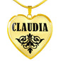 Claudia v01 - 18k Gold Finished Heart Pendant Luxury Necklace