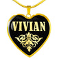 Vivian v02 - 18k Gold Finished Heart Pendant Luxury Necklace
