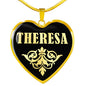Theresa v02 - 18k Gold Finished Heart Pendant Luxury Necklace