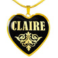 Claire v02 - 18k Gold Finished Heart Pendant Luxury Necklace