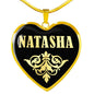 Natasha v02 - 18k Gold Finished Heart Pendant Luxury Necklace