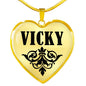 Vicky v01 - 18k Gold Finished Heart Pendant Luxury Necklace