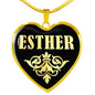 Esther v02 - 18k Gold Finished Heart Pendant Luxury Necklace