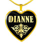 Dianne v02 - 18k Gold Finished Heart Pendant Luxury Necklace