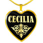 Cecilia v02 - 18k Gold Finished Heart Pendant Luxury Necklace