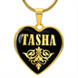 Tasha v02 - 18k Gold Finished Heart Pendant Luxury Necklace