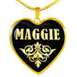 Maggie v02 - 18k Gold Finished Heart Pendant Luxury Necklace