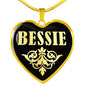 Bessie v02 - 18k Gold Finished Heart Pendant Luxury Necklace