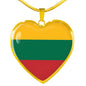 Lithuanian Flag - 18k Gold Finished Heart Pendant Luxury Necklace