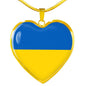Ukrainian Flag - 18k Gold Finished Heart Pendant Luxury Necklace
