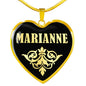 Marianne v02 - 18k Gold Finished Heart Pendant Luxury Necklace