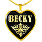 Becky v02 - 18k Gold Finished Heart Pendant Luxury Necklace