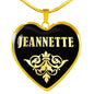 Jeannette v02 - 18k Gold Finished Heart Pendant Luxury Necklace