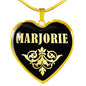 Marjorie v02 - 18k Gold Finished Heart Pendant Luxury Necklace