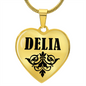 Delia v01 - 18k Gold Finished Heart Pendant Luxury Necklace