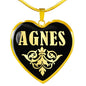 Agnes v02 - 18k Gold Finished Heart Pendant Luxury Necklace