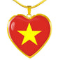 Vietnamese Flag - 18k Gold Finished Heart Pendant Luxury Necklace