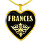 Frances v02 - 18k Gold Finished Heart Pendant Luxury Necklace