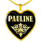 Pauline v02 - 18k Gold Finished Heart Pendant Luxury Necklace