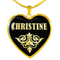 Christine v02 - 18k Gold Finished Heart Pendant Luxury Necklace