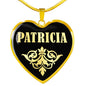 Patricia v02 - 18k Gold Finished Heart Pendant Luxury Necklace