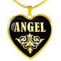 Angel v02 - 18k Gold Finished Heart Pendant Luxury Necklace