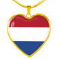 Dutch Flag - 18k Gold Finished Heart Pendant Luxury Necklace