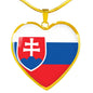 Slovak Flag - 18k Gold Finished Heart Pendant Luxury Necklace
