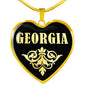 Georgia v02 - 18k Gold Finished Heart Pendant Luxury Necklace