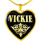 Vickie v02 - 18k Gold Finished Heart Pendant Luxury Necklace