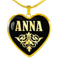 Anna v02 - 18k Gold Finished Heart Pendant Luxury Necklace