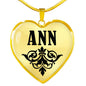 Ann v01 - 18k Gold Finished Heart Pendant Luxury Necklace