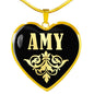 Amy v02 - 18k Gold Finished Heart Pendant Luxury Necklace