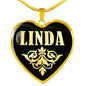 Linda v02 - 18k Gold Finished Heart Pendant Luxury Necklace