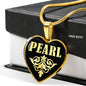 Pearl v02 - 18k Gold Finished Heart Pendant Luxury Necklace