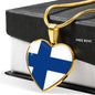 Finnish Flag - 18k Gold Finished Heart Pendant Luxury Necklace