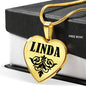 Linda v01 - 18k Gold Finished Heart Pendant Luxury Necklace