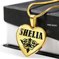 Shelia v01 - 18k Gold Finished Heart Pendant Luxury Necklace