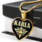 Karla v02 - 18k Gold Finished Heart Pendant Luxury Necklace